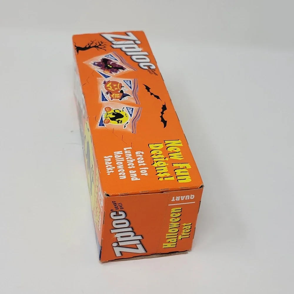NOS 2009 Ziploc Halloween Print Quart Bags - 25 count - Bats Cats Jack-O-Lantern